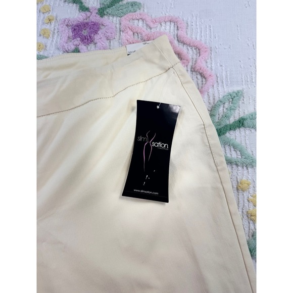 Slim-sation Womens Size 12P Petite Straight Leg Pants Ivory Stretch - Picture 4 of 8